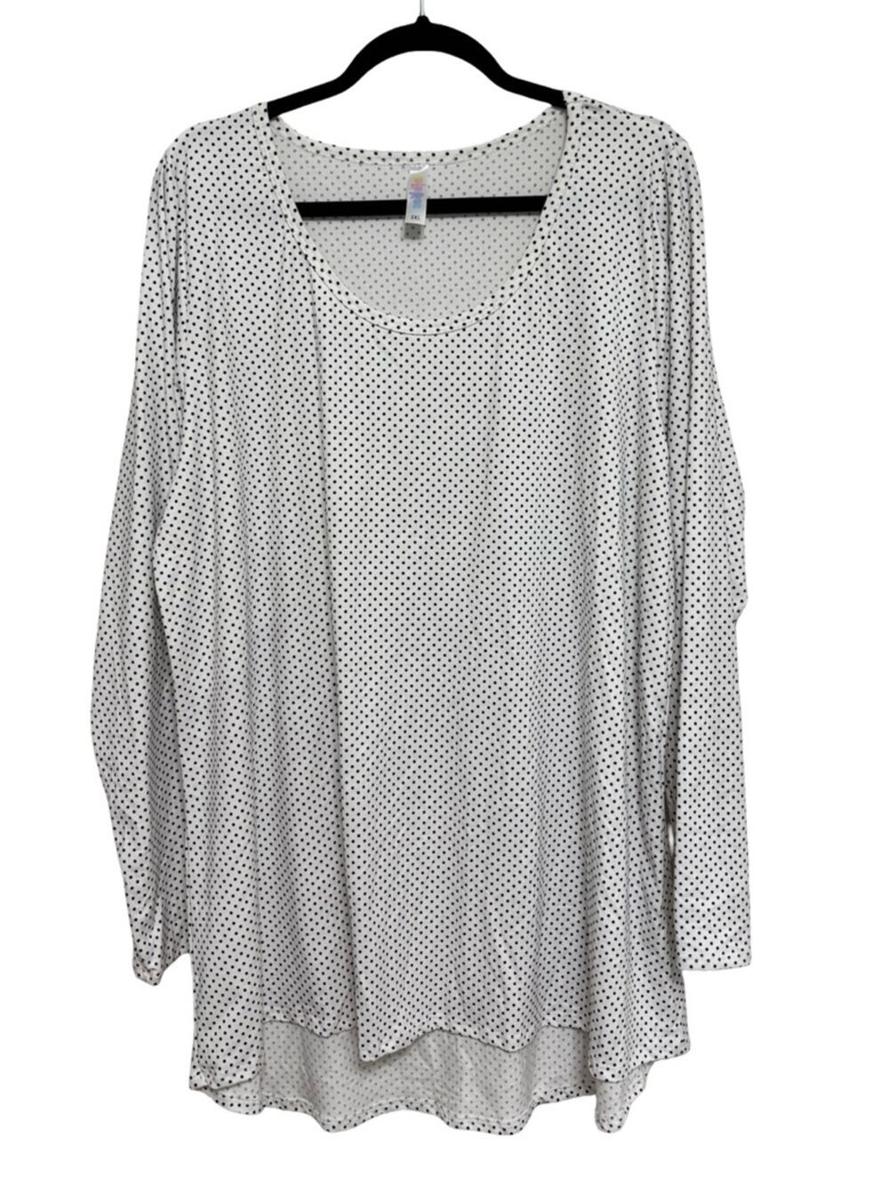 NEW LuLaRoe Polka Dot Lynnae Top Stretch Jersey White and Black - Size 3X